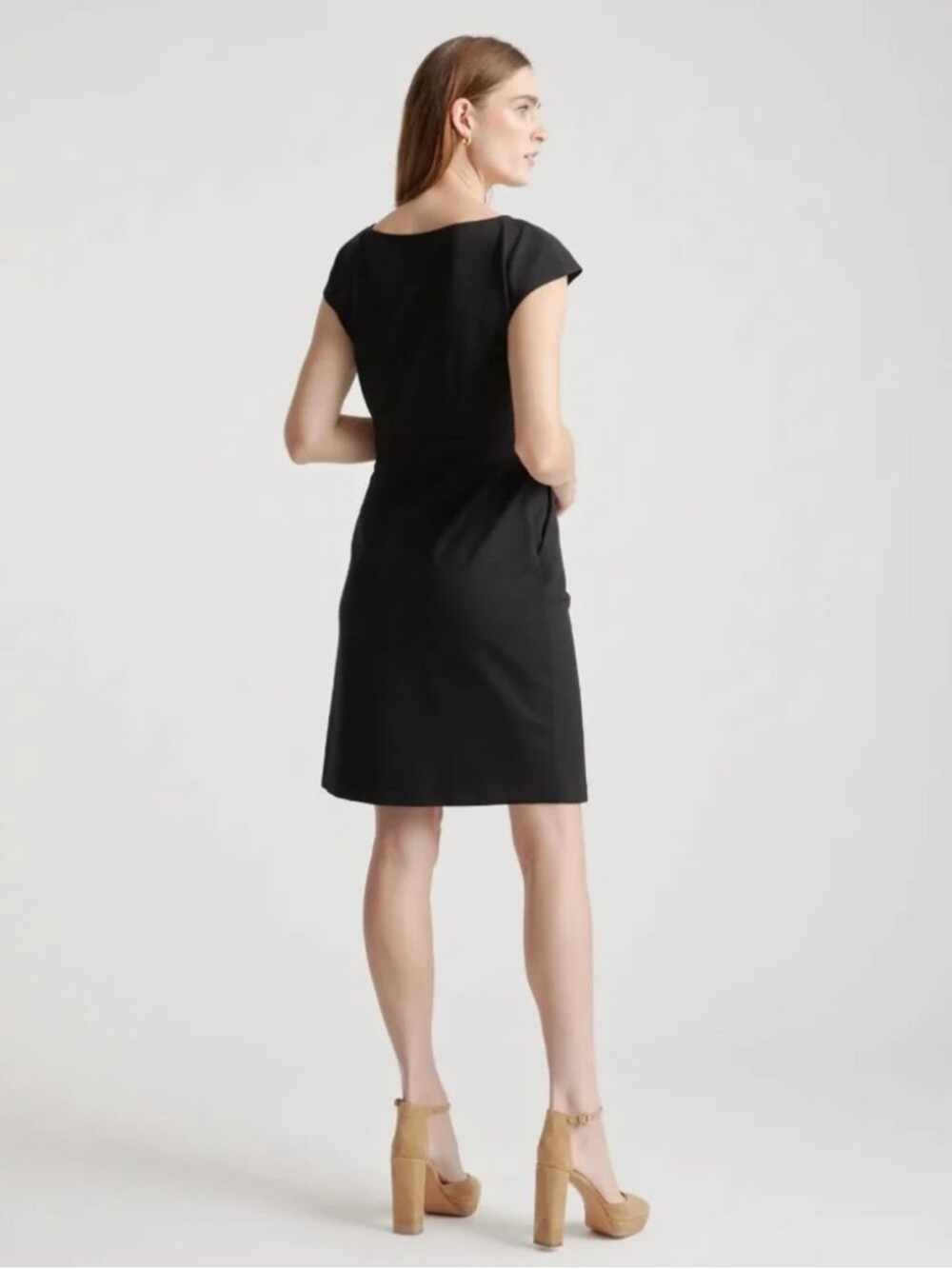 Quince Black Cap-Sleeve Midi Sheath Dress - Picture 3 of 8